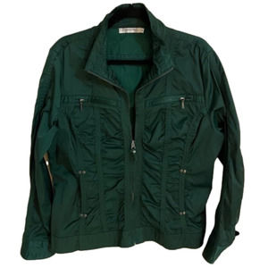 𝅺🎀 Revolution Ruffled Emerald Green Zip up Utility jacket